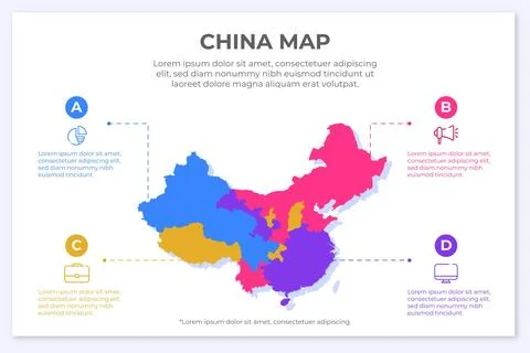 China map infographic in flat design イラスト素材