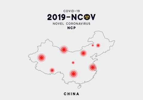 China Map infographics, Localization of the outbreak of Virus Covid 19. Novel Stock Illustration