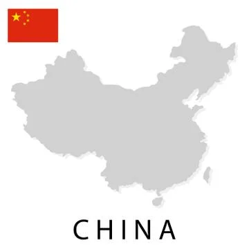China map isolated on white background. Map with shadow. Vector illustration  Stock Illustration