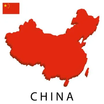 China map isolated on white background. Map with shadow. Vector illustration  Stock Illustration