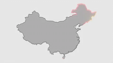 China Map with Liquid Glass and Colored Edge Highlights Stock Footage 346709629