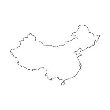 China map outline. China map isolated on white background Stock Illustration