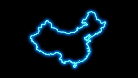 China Map Outline Neon Lights Video stock 332849225
