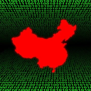 China map over binary code 스톡 일러스트