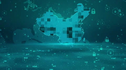 China Map Password Security Digital Business Technology Background Stock Footage 339044400