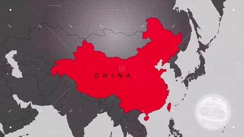 China Map Red and Gray with Effects Stock Footage 341324476
