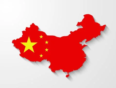 China map with shadow effect Stock Illustration