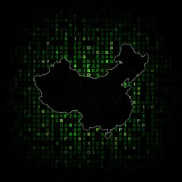 China map silhouette on hex code illustration Stock Illustration