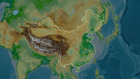 China map - solid. Regions. Physical. La... | Stock Video | Pond5