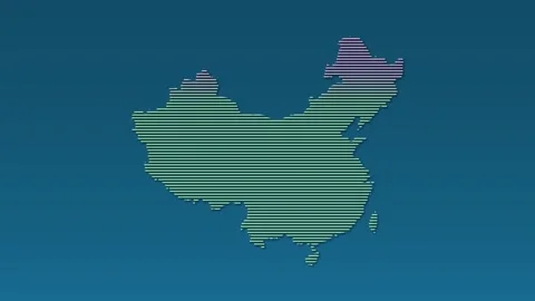 China map using straight lines pattern on dark background illustration Видео 291862304