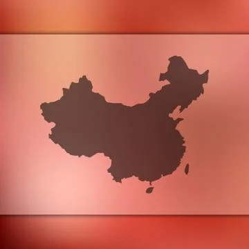 China map. Vector silhouette of China. Blurred background Stock Illustration
