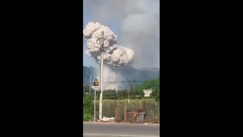 China: Massive explosion at fireworks factory in Liuyang, Hunan, China Stock Footage 334055056