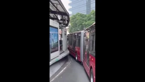 China &amp; Mexico: Chinese buses support World Cup transit in Mexico City Stock Footage 336785076