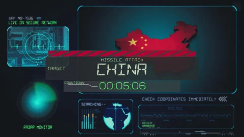China Missile Attack Countdown Screen, Cyber Attack Video stock 314278210