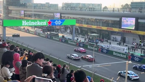 China: Multi-car collision at race start in Shanghai, China Stock Footage 330846973