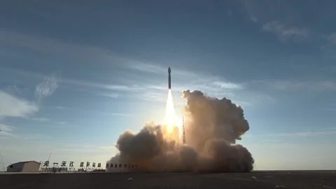China: Newly-launched Chinese rocket sends AI-empowered satellites into s... 스톡 동영상 340413680