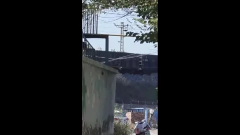 China: Optical illusion makes high-speed train appear to float in China Stock Footage 321511059