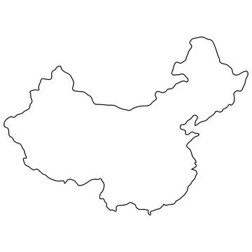 China outline map border geographic territory cartography country shape Stock Illustration