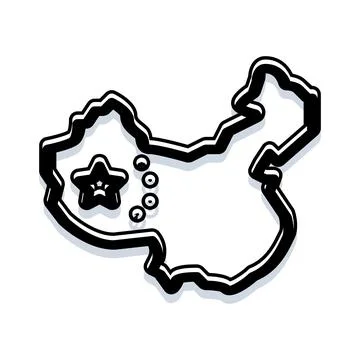 China outline map with flag elements illustration Stock Illustration
