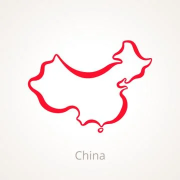 China - Outline Map Illustrazione stock