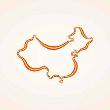 China - Outline Map Stock Illustration