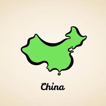 China - Outline Map Stock Illustration