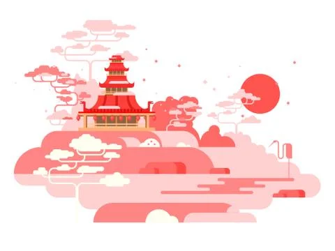 China painted landscape Stock Illustration