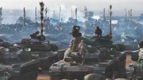 China: PLA ground force conducts live-fire drills featuring high tech dro... Stock Footage 320893280