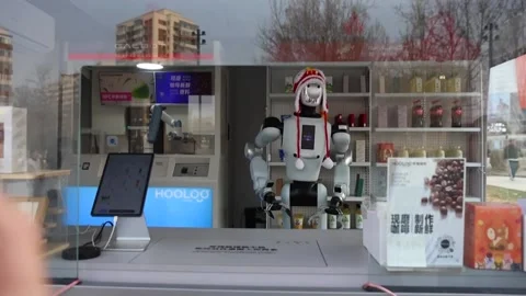 China presents new developments in artificial intelligence, CHINA, CN - 23 Mar 2 스톡 동영상 331289447