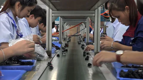 China production, electronics factory, assembly line, export model, economy Stock-Footage 61245513