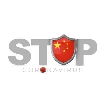 China protective shield. Stop coronavius concept. 3D Render Stock Illustration