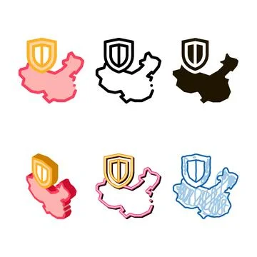 China on the range map icon vector outline Stock Illustration