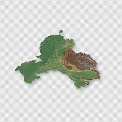 China Rotating 3D Relief Map Seamless Loop, Alpha Channel 4K Stock Footage 340721887