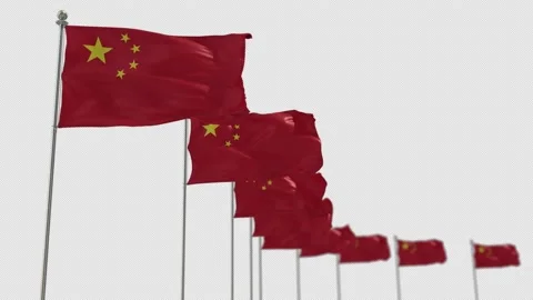 China Row Of Flags Animation Include Alpha Channel  Video stock 163005492