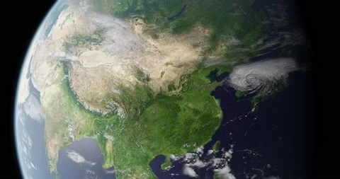 China seen from space during daytime. Earth rotating slowly. Satellite Video stock 130523071