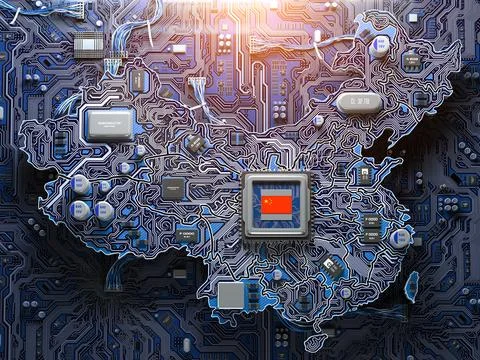 China semiconductor industry, computer chips manufacturing  and artificial .. Stock Photos