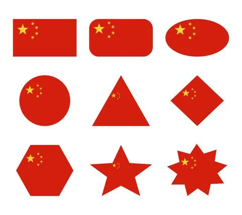 China set of flags with geometric shapes 스톡 일러스트