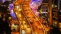China Shanghai, Aerial View of heavy traffic through Shanghai central distric. 4k or 4k+ Resolution