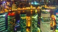 China Shanghai, zooming out timelapse of aerial night illuminated cityscape HD Footage