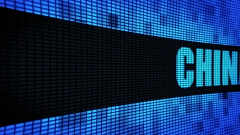 CHINA Side Text Scrolling LED Wall Pannel Display Sign Board Stock Footage 107248442