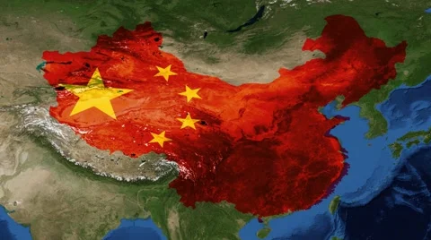 China from space with flag - zoom Stock Footage 43875707