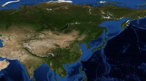 China from space - slow zoom Stock Footage