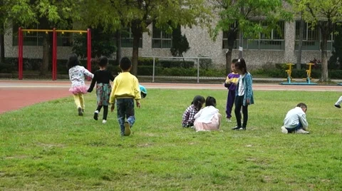 China students in the playground movement or activity Stock Footage 48101609