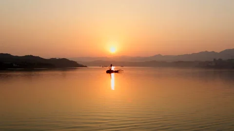 CHINA THREE GORGES DAM YANGTZE RIVER SUNRISE SUNSET Stock Footage 49202014