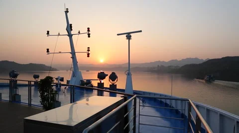 CHINA THREE GORGES DAM YANGTZE RIVER SUNRISE SUNSET Stock Footage 49203049