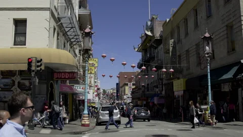 China Town People Crossing Stock Footage 217825809