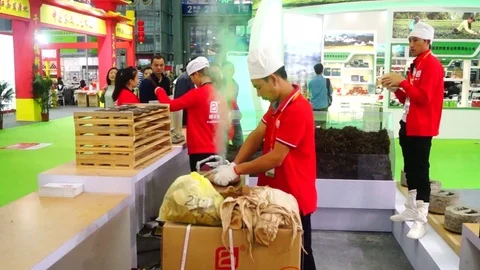 China traditional stone pressing process of tea field Stock Footage 70692878