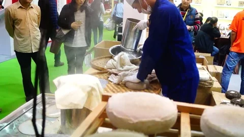 China traditional stone pressing process of tea field Stock Footage 70693038