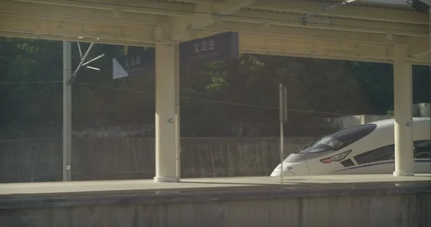 China Train Station Taking Off Stock Footage 93346484