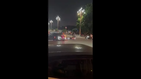 China: Two cars collide at intersection after earlier accident in Guangxi... Stock Footage 344776551
